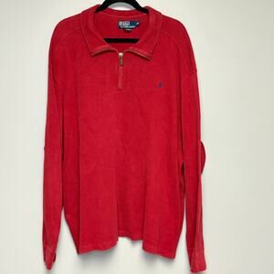 POLO by Ralph Lauren Red 1/2 Zip Preppy Golf Old Money Dad Sweater Mens Sz XXL
